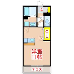 セジュールリーフ2 ワンルームの間取図画像