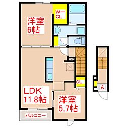 M'sヴァン・ヴェールB 2LDKの間取図画像