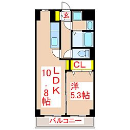 パークサイド染河 1LDKの間取図画像