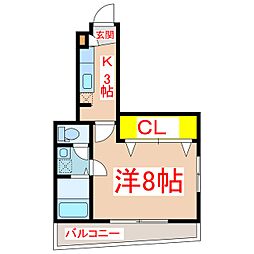 フォルシュ加治屋 1Kの間取図画像