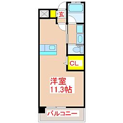 A-STEP甲突 ワンルームの間取図画像