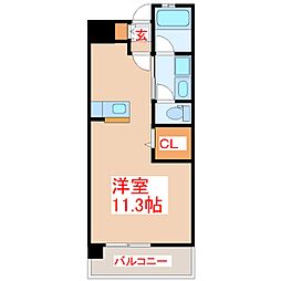 A-STEP甲突 ワンルームの間取図画像