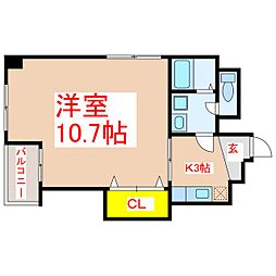 クレスト呉服町 1Kの間取図画像