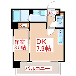 Modena甲突 1DKの間取図画像