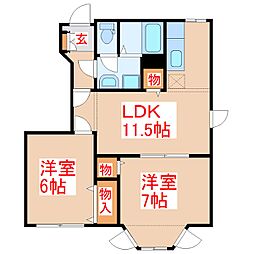 ブラサム平山3 2LDKの間取図画像