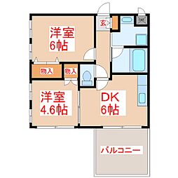 コンフォートヒル3 2DKの間取図画像