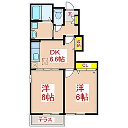 コーポY・K 2DKの間取図画像