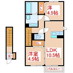 ジュネスアビタシオン 2LDKの間取図画像
