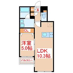リテラス清水 1LDKの間取図画像