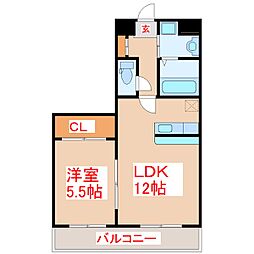 プラノ長田町 1LDKの間取図画像