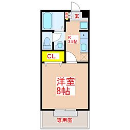セジュールシャンス 1Kの間取図画像