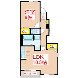 ジームス　Ｃ 1階1LDKの間取り