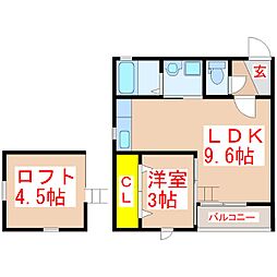 フェリスジャルディーノ 1階1LDKの間取り
