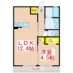 フォレストコートＡｉｒａ　II 2階1LDKの間取り