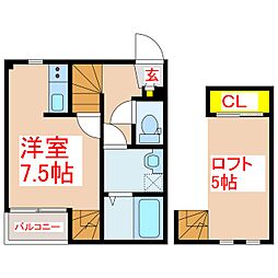 CROSS-1 ワンルームの間取図画像