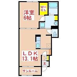 アルドール・アサヒ2 1LDKの間取図画像