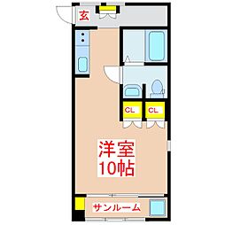 グランドハイム平松 ワンルームの間取図画像