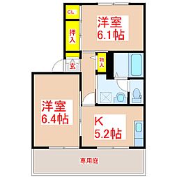リトロベイユ 2Kの間取図画像