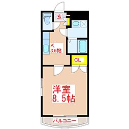 サンブルー 1Kの間取図画像