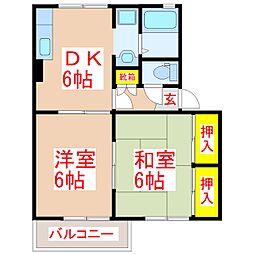 メルベーユ・K 2DKの間取図画像