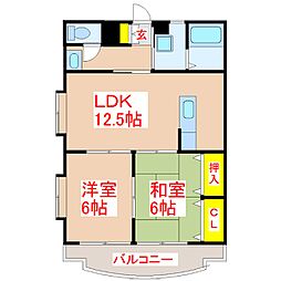 パームビーチ重富 2LDKの間取図画像