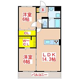 ミルキークィーンアイラ 2LDKの間取図画像