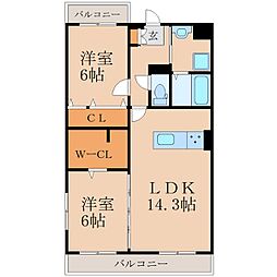 サンフォレスト1 2LDKの間取図画像