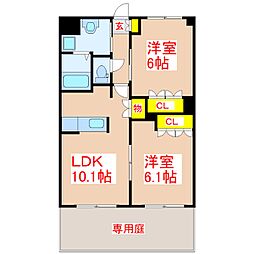 グランロッサ 2LDKの間取図画像