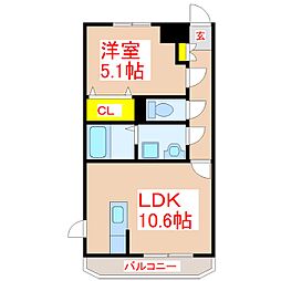 コモード 1LDKの間取図画像
