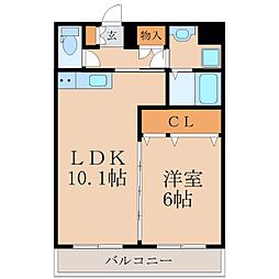 ブルーサンシャイン1 1LDKの間取図画像