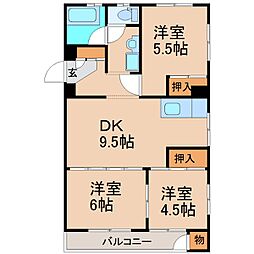 シャトーm 3DKの間取図画像