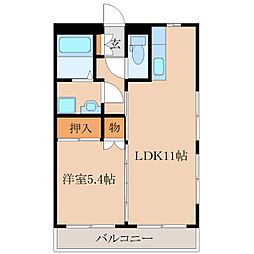 ブルースカイ 1LDKの間取図画像