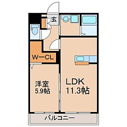 メルローズ打馬2 1LDKの間取図画像