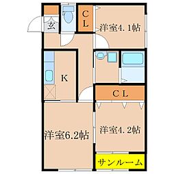 シャルール A棟 2階/-