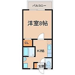 フェヴァリーC 1Kの間取図画像