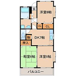 ピースフルマンション　Ｂ棟 3階/-