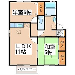 アヴニールK 2LDKの間取図画像