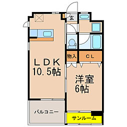 ローズモント・リュクス 1LDKの間取図画像