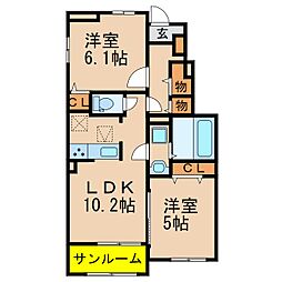 フレーズ有明A 2LDKの間取図画像