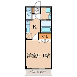 グランディール 1Kの間取図画像
