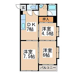 ハイグレードマンション平田 3DKの間取図画像