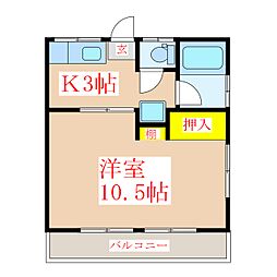 美和ハイツA 1Kの間取図画像