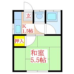 隼人塚ハイツ 1Kの間取図画像
