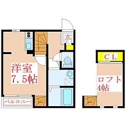 core ワンルームの間取図画像