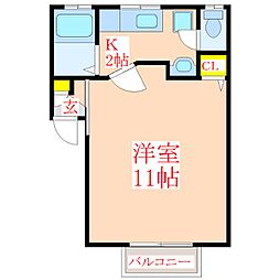 マーベリーハイツ 1Kの間取図画像