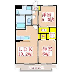 エトワール 2LDKの間取図画像