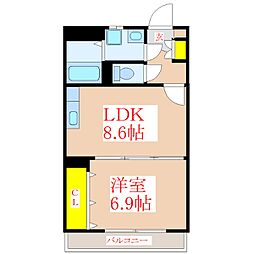 サンパレス国分 1LDKの間取図画像