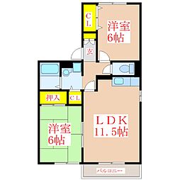 セジュールエスポワB棟 2LDKの間取図画像