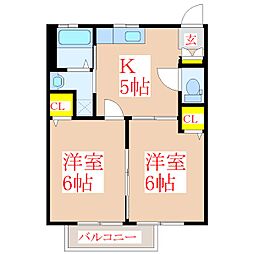ガーデンプレイス向花E 2Kの間取図画像
