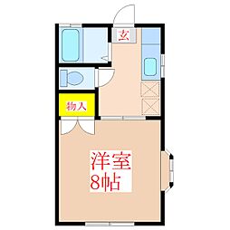 リバティハウス 1Kの間取図画像